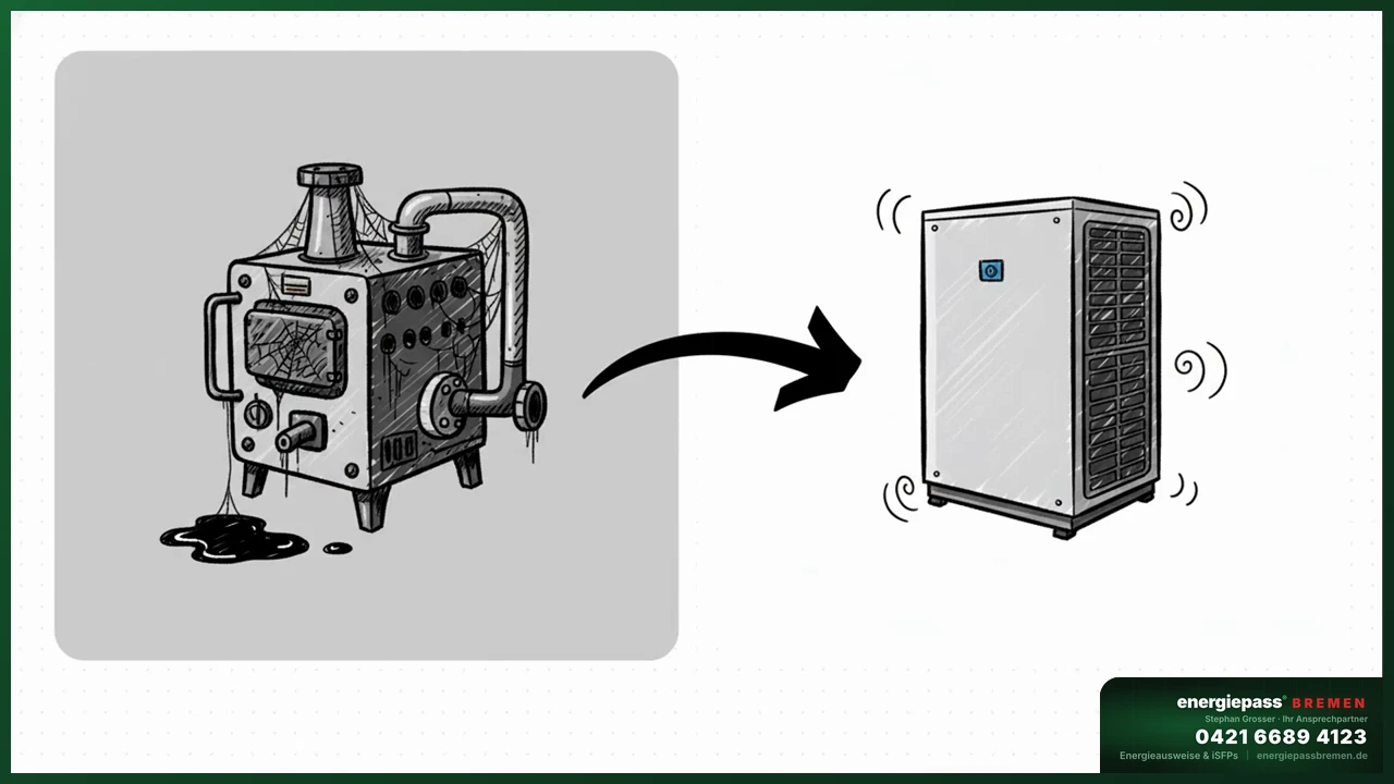 Heizungstausch Wärmepumpe als größter Hebel bei Klasse H Gebäuden