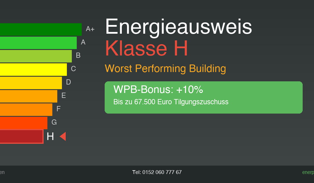 Energieausweis Klasse H in Bremen: WPB-Bonus sichert bis zu 67.500 € Förderung [2026]